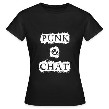 Punk à chat - T-shirt Femme - noir - Devant - AI Model Female 172 dark (172cm)