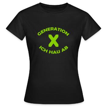 GENERATION X - Frauen T-Shirt - Schwarz - Vorne - AI Model Female 172 dark (172cm)