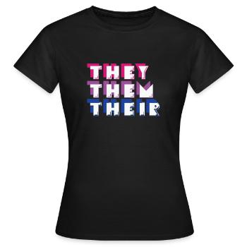 LBGT drapeau gay pride humain ils eux leur - T-shirt Femme - noir - Devant - AI Model Female 172 dark (172cm)