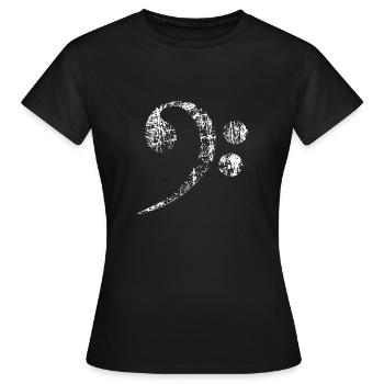 Bassschlüssel. Bass Clef distressed - Frauen T-Shirt - Schwarz - Vorne - AI Model Female 172 dark (172cm)