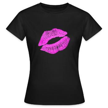 Pink Kissing Lip Mark Frauen Geschenkidee - Frauen T-Shirt - Schwarz - Vorne - AI Model Female 172 dark (172cm)