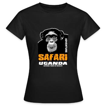 Ouganda - Chimpanzés - T-shirt Femme - noir - Devant - AI Model Female 172 dark (172cm)