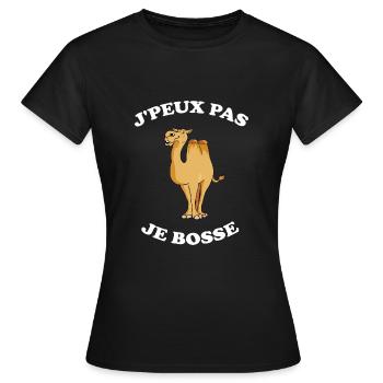 Je peux pas je bosse. Chameau humour - T-shirt Femme - noir - Devant - AI Model Female 172 dark (172cm)