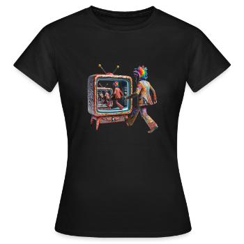 surrealistischer punk-TV-Moment - Frauen T-Shirt - Schwarz - Vorne - AI Model Female 172 dark (172cm)