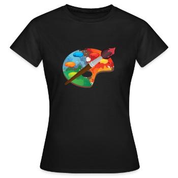 Künstlerfarbe Palette Kunsthandwerk Maler Geschenk - Frauen T-Shirt - Schwarz - Vorne - AI Model Female 172 dark (172cm)