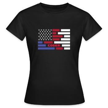 American Flag Coder Coding Computer Nerd - Frauen T-Shirt - Schwarz - Vorne - AI Model Female 172 dark (172cm)