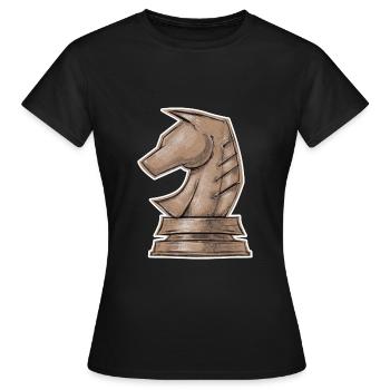 Schachpferd Springpferd - Frauen T-Shirt - Schwarz - Vorne - AI Model Female 172 dark (172cm)