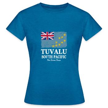 Flag of Tuvalu - Tuvalu flag - shabby look - Women's T-Shirt - antique blue sapphire heather - Front - AI Model Female 172 dark (172cm)