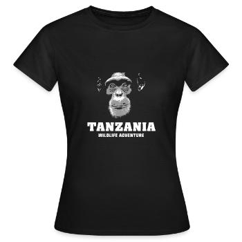 Tansania - Schimpanse - Frauen T-Shirt - Schwarz - Vorne - AI Model Female 172 dark (172cm)