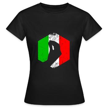 Drapeau italien avec un geste typique de la main - T-shirt Femme - noir - Devant - AI Model Female 172 dark (172cm)