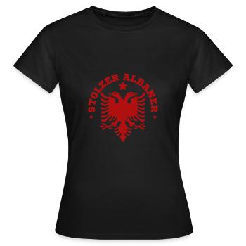 République d’Albanie Albanie Shqipëria Tirana Albanais - T-shirt Femme - noir - Devant - AI Model Female 172 dark (172cm)