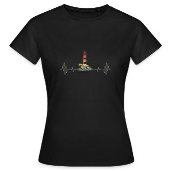 Leuchtturm Herzschlag Nordsee und Ostsee Geschenk - Frauen T-Shirt - Schwarz - Vorne - AI Model Female 172 dark (172cm)