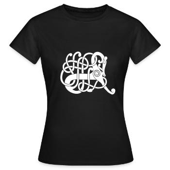 Wikinger T Shirt Design Pferdchen - Frauen T-Shirt - Schwarz - Vorne - AI Model Female 172 dark (172cm)