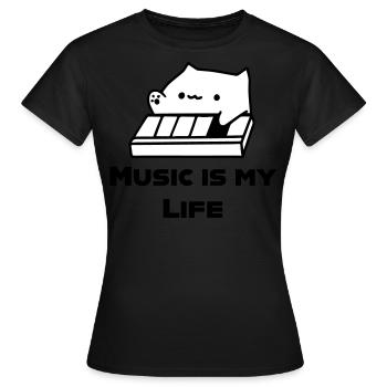 BongoCat aime la musique - T-shirt Femme - noir - Devant - AI Model Female 172 dark (172cm)