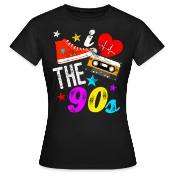i love the 90s - Frauen T-Shirt - Schwarz - Vorne - AI Model Female 172 dark (172cm)