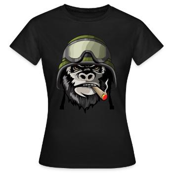 Singe Gorille soldat de cigares soldat soldat cadeau - T-shirt Femme - noir - Devant - AI Model Female 172 dark (172cm)