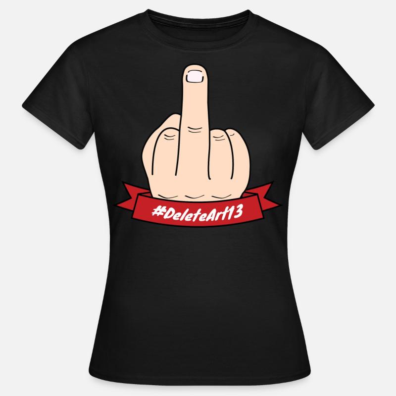 Delete Article 13 - Middle Finger - #Art13 - Women's T-Shirt - black
