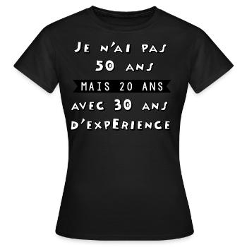 50 years - Women's T-Shirt - black - Front - AI Model Female 172 dark (172cm)