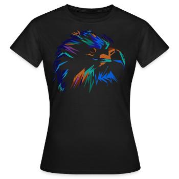 Falke in dunkel Bunt - Frauen T-Shirt - Schwarz - Vorne - AI Model Female 172 dark (172cm)