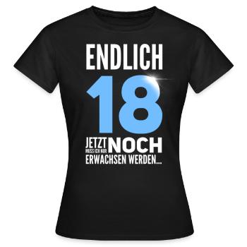 Enfin 18 ans - T-shirt Femme - noir - Devant - AI Model Female 172 dark (172cm)