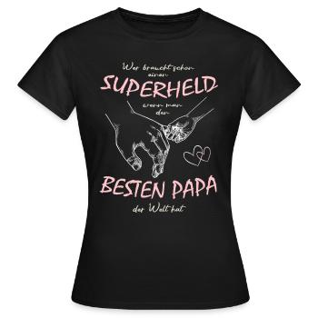 Papa - Superheld - Bester Papa der Welt - Frauen T-Shirt - Schwarz - Vorne - AI Model Female 172 dark (172cm)
