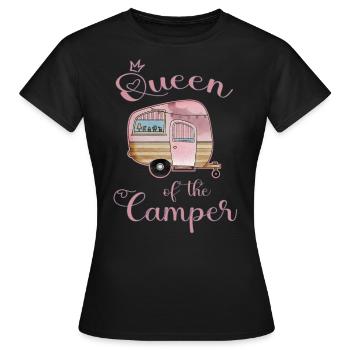 Queen of the Camper - Womens Caravan - Frauen T-Shirt - Schwarz - Vorne - AI Model Female 172 dark (172cm)