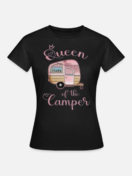 Queen of the Camper - Womens Caravan - Frauen T-Shirt - Schwarz