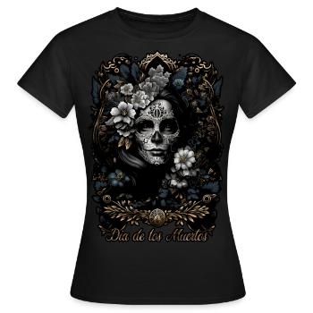 Dia de los Muertos Halloween Mexiko Kostüm Frau - Frauen T-Shirt - Schwarz - Vorne - AI Model Female 172 dark (172cm)