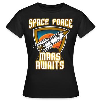 US Space Force Vintage Art Colonize Conquer Mars - Women's T-Shirt - black - Front - AI Model Female 172 dark (172cm)