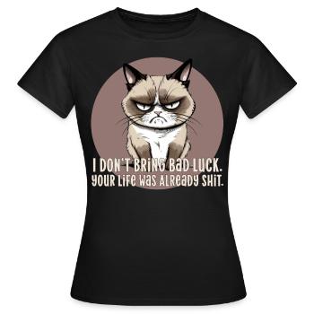 Chat noir malchance chat noir malheur chances - T-shirt Femme - noir - Devant - AI Model Female 172 dark (172cm)