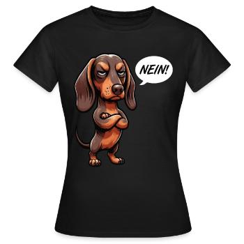 Nein Dackel Dackelbesitzer Dackelliebhaber Teckel - Frauen T-Shirt - Schwarz - Vorne - AI Model Female 172 dark (172cm)