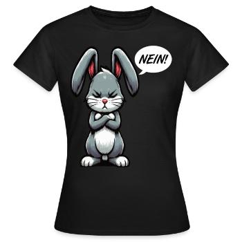 Nein Kaninchen Hase Hasen langohr Klopfer Rammler - Frauen T-Shirt - Schwarz - Vorne - AI Model Female 172 dark (172cm)