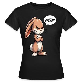 Nein Kaninchen Hase Hasen langohr Klopfer Rammler - Frauen T-Shirt - Schwarz - Vorne - AI Model Female 172 dark (172cm)