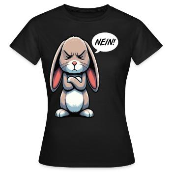 Nein Kaninchen Hase Hasen langohr Klopfer Rammler - Frauen T-Shirt - Schwarz - Vorne - AI Model Female 172 dark (172cm)