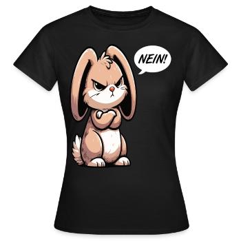 Nein Kaninchen Hase Hasen langohr Klopfer Rammler - Frauen T-Shirt - Schwarz - Vorne - AI Model Female 172 dark (172cm)