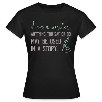 0267 Geschichte | Autor | Schriftsteller | Story - Frauen T-Shirt - Schwarz - Vorne - AI Model Female 172 dark (172cm)