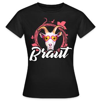 Braut Ziege JGA Junggesellinnenab Zicke Blume Tier - Frauen T-Shirt - Schwarz - Vorne - AI Model Female 172 dark (172cm)