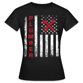 Proud plumber design for american patriots - Women's T-Shirt - black - Front - AI Model Female 172 dark (172cm)