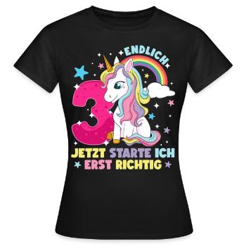 3. Geburtstag Mädchen kleid deko ich bin endlich 3 - Frauen T-Shirt - Schwarz - Vorne - AI Model Female 172 dark (172cm)