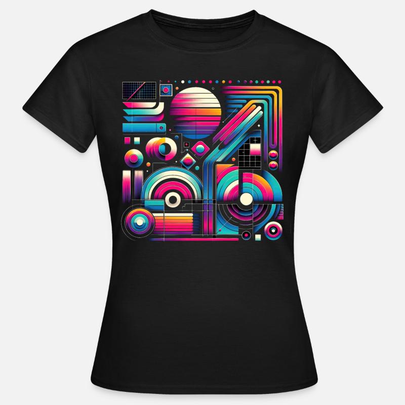 Neon Retro Wave Abstract - Women's T-Shirt - black