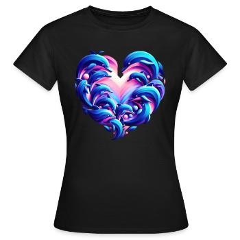 Delfin Liebesherz Fusion - Frauen T-Shirt - Schwarz - Vorne - AI Model Female 172 dark (172cm)