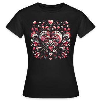 Coeur Fusion Elégance - T-shirt Femme - noir - Devant - AI Model Female 172 dark (172cm)