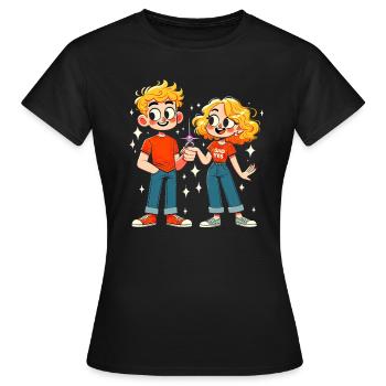 Étincelle d’amour moderne - T-shirt Femme - noir - Devant - AI Model Female 172 dark (172cm)