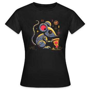 Cybernetic Pizza Enjoyment - Women's T-Shirt - black - Front - AI Model Female 172 dark (172cm)