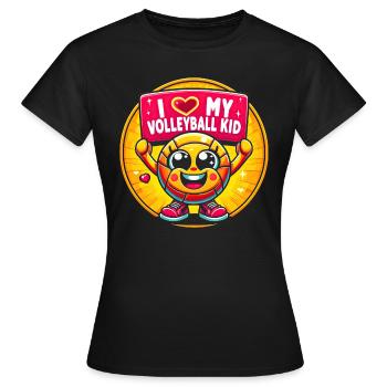 Fröhliches Volleyball-Maskottchen - Frauen T-Shirt - Schwarz - Vorne - AI Model Female 172 dark (172cm)