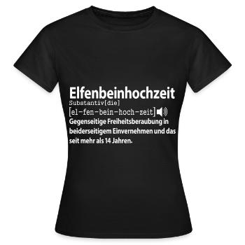 Elfenbeinhochzeit 14 Hochzeitstag Jahre Ehefrau - Frauen T-Shirt - Schwarz - Vorne - AI Model Female 172 dark (172cm)