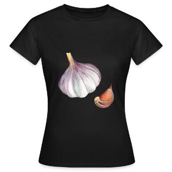 Knoblauch | Bestseller | - Frauen T-Shirt - Schwarz - Vorne - AI Model Female 172 dark (172cm)
