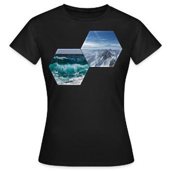 Sea and Summit. - The Hexagons - Women's T-Shirt - black - Front - AI Model Female 172 dark (172cm)