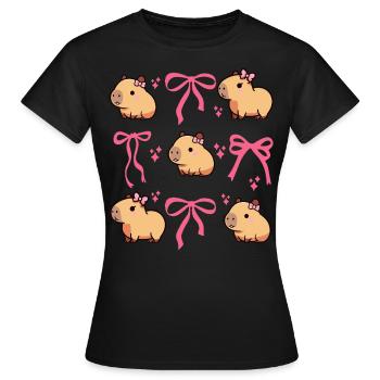 Süßes Capybara Rosa Schleife Capybara - Frauen T-Shirt - Schwarz - Vorne - AI Model Female 172 dark (172cm)