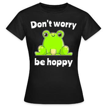 Lustiger Frosch Worry Hoppy Frogs - Frauen T-Shirt - Schwarz - Vorne - AI Model Female 172 dark (172cm)